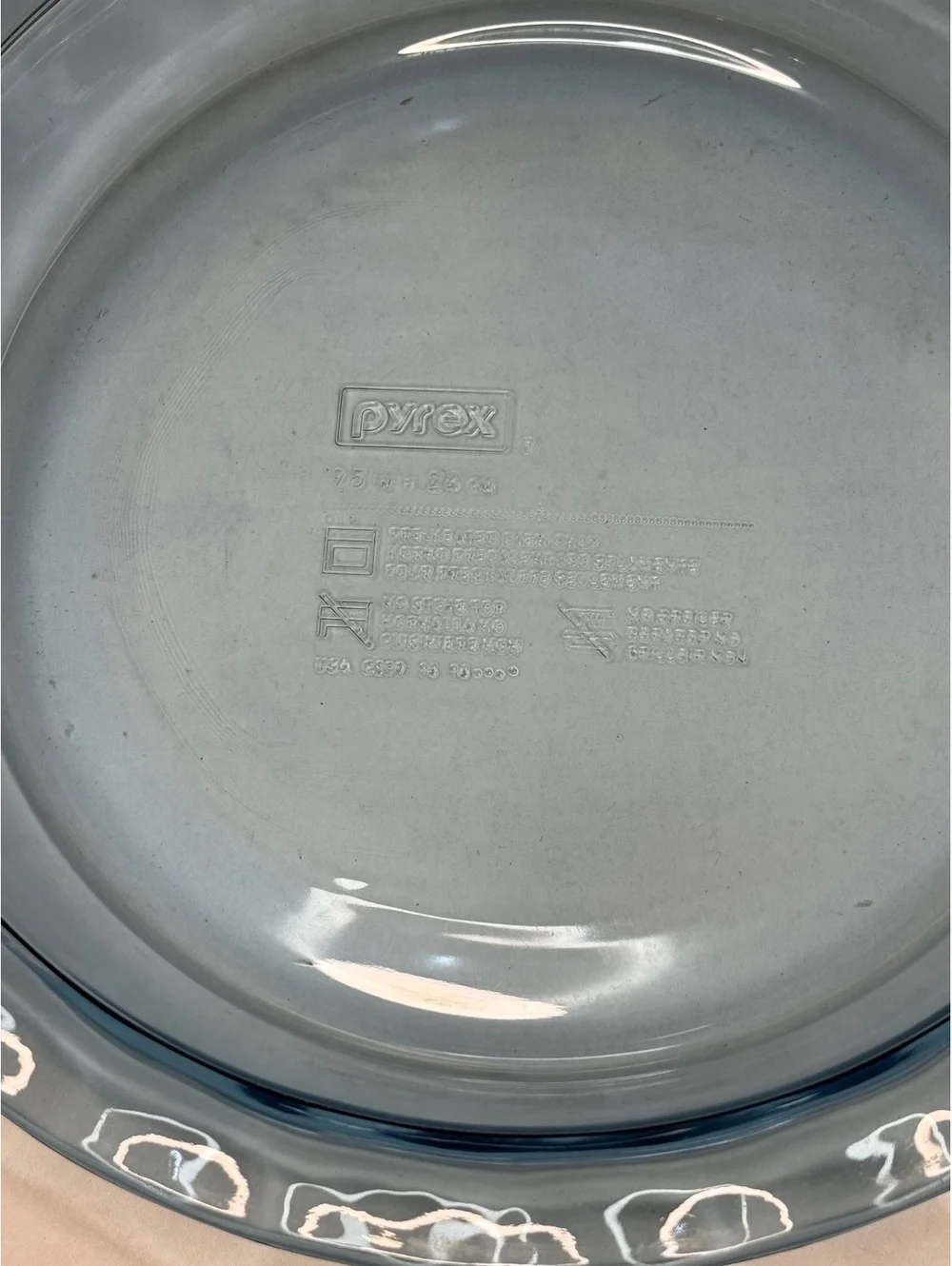 Pyrex 9.5” Blue Tint Glass Pie Plate 24cm Fluted Rim Baking Dish